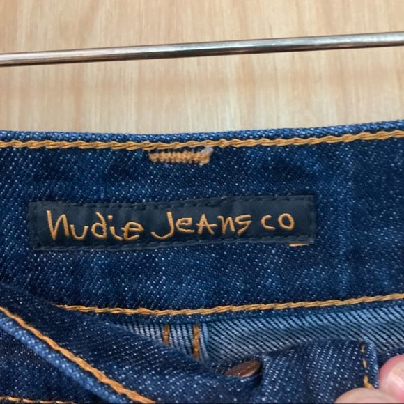 NUDIE Sz 31 x  30 Brute Knut Dry Navy Comfort Tapered Skinny Dark Wash Jeans - Picture 3 of 7